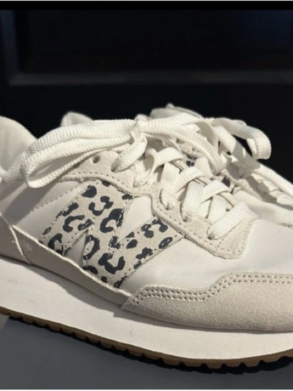 New Balance White Sneakers with Grey Leopard Accent size 7